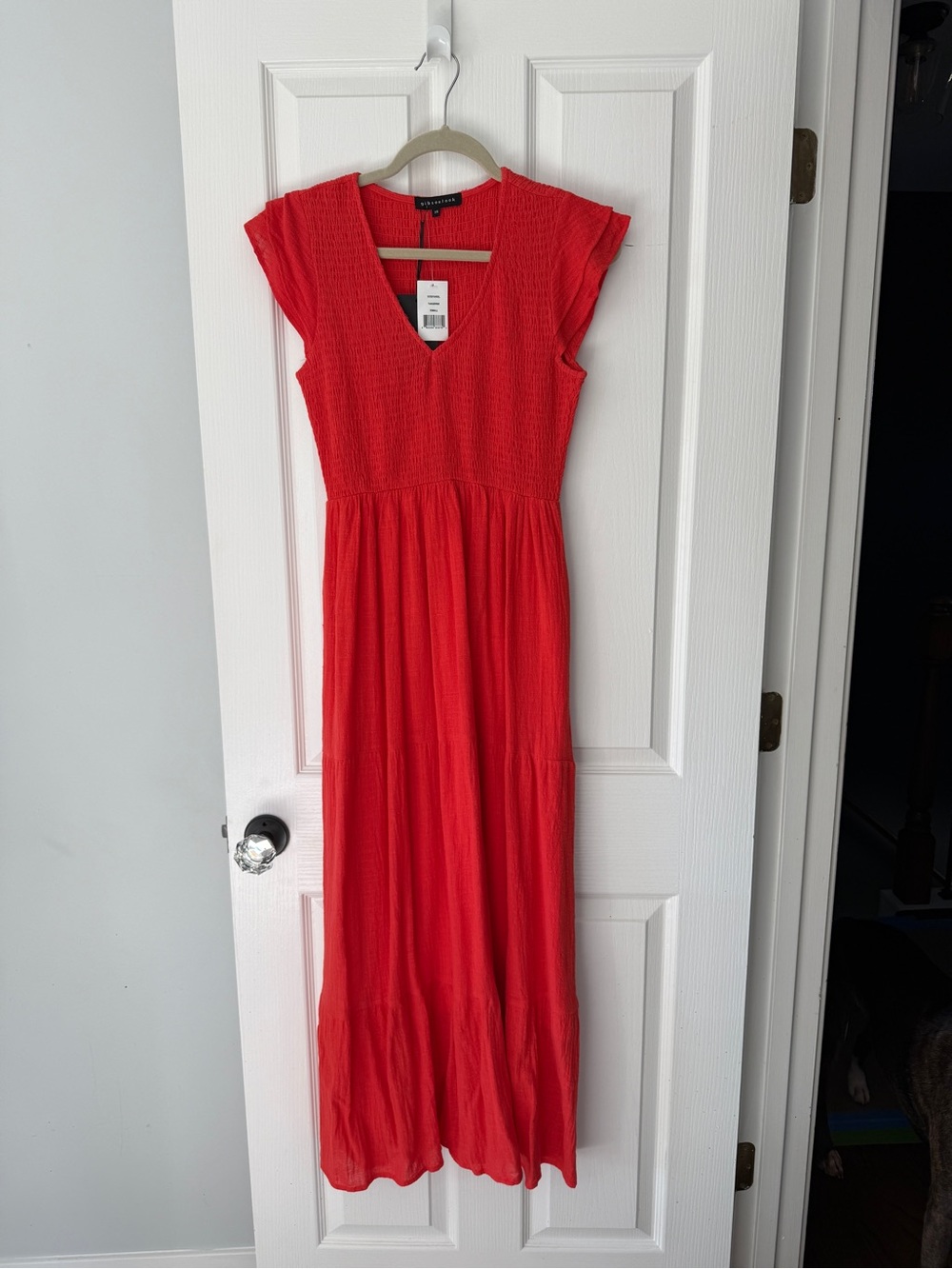 Gibsonlook Red V-Neck Flutter Sleeve Maxi Dress NWT
